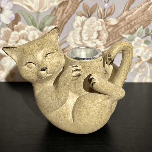 Hovedbilde Lysestake Katt Crème