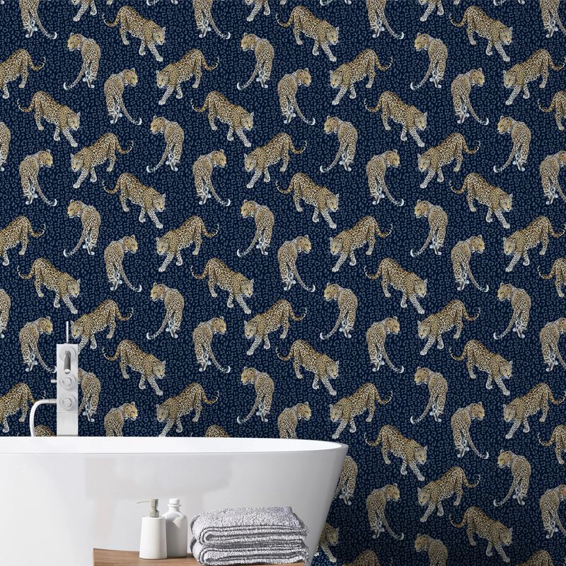 Leopard tapet blå