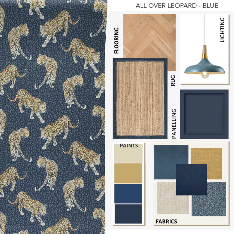Leopard tapet blå