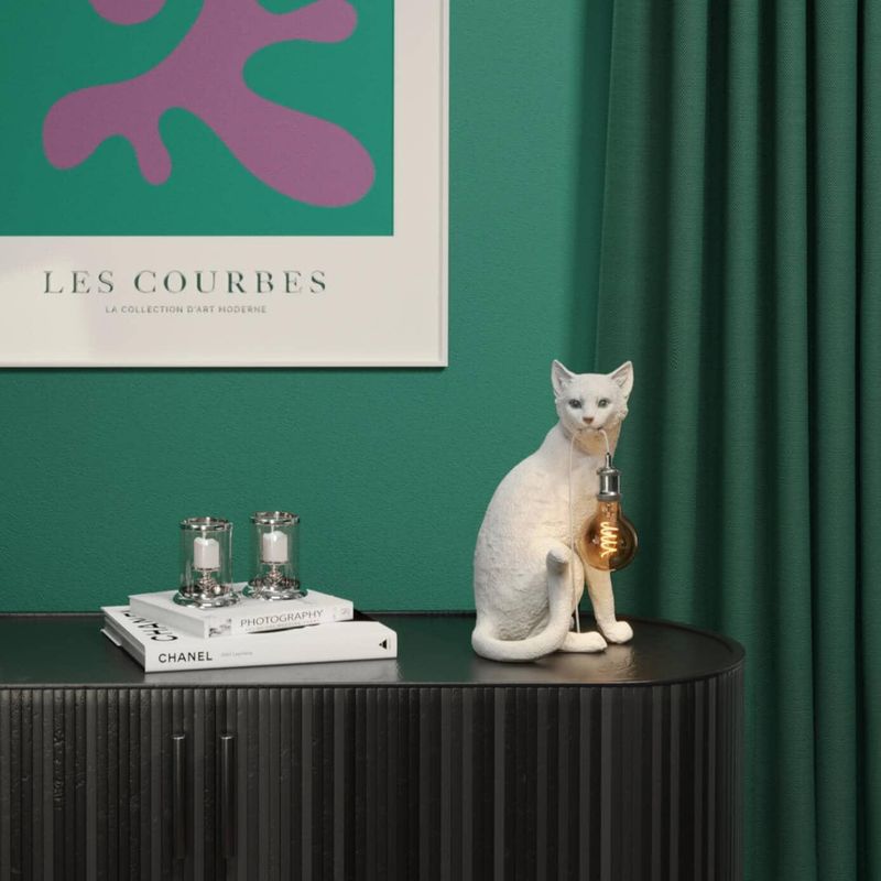 Chouchou katt bordlampe hvit Werns