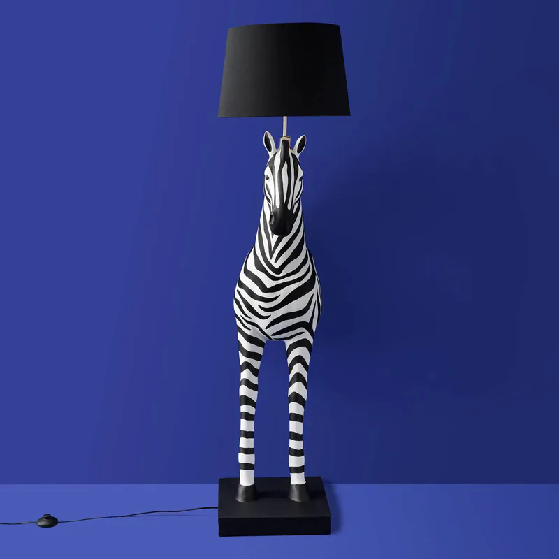 Gulvlampe Zebra Zora hvit sort Werns