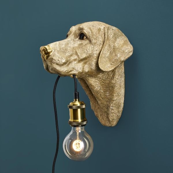 Hovedbilde Lucky labrador vegglampe gold