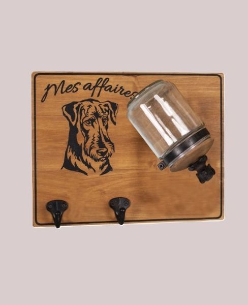 Hovedbilde Brett med skål for hundesnacks og knagger for ...