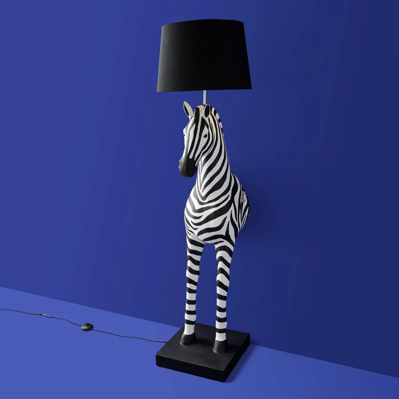 Gulvlampe Zebra Zora hvit sort Werns