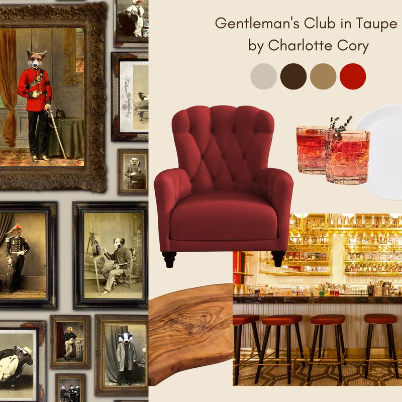 Colonel Fox & Friends at the gentleman's club, taupe/lys