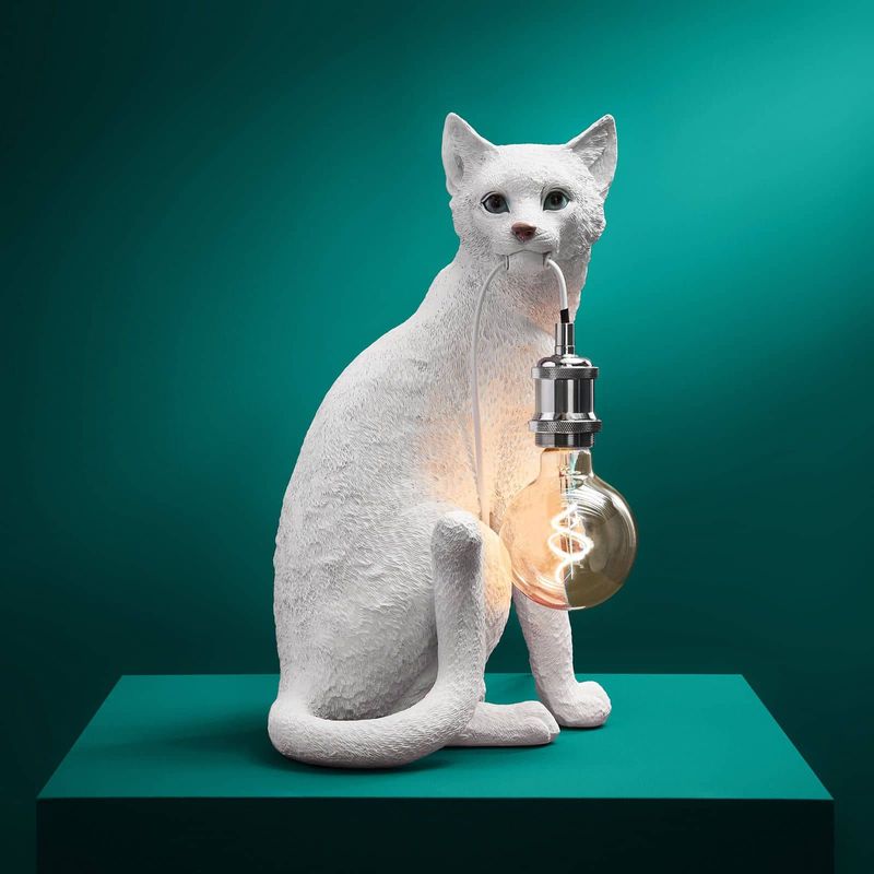 Chouchou katt bordlampe hvit Werns